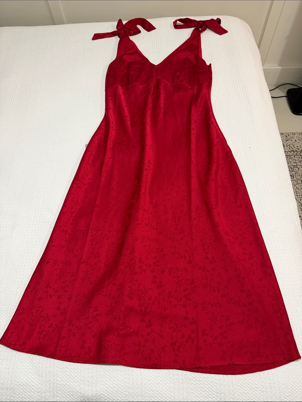 Lush Red Tie-Shoulder Midi Dress